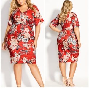 City Chic Knot Seduction Dress - raspberry